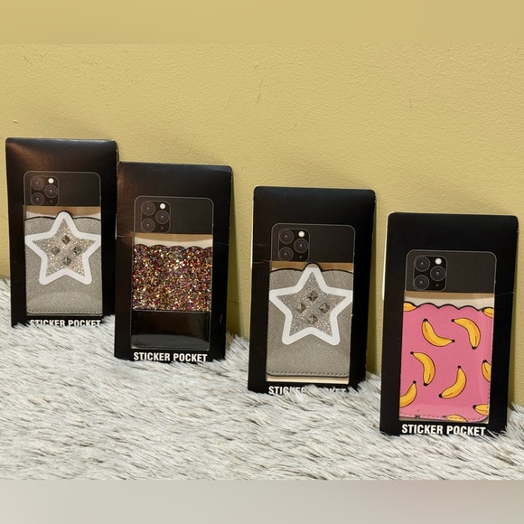 Other - Glitter and Star 3M Sticker Pocket for Cell Phones Set of 4 NWT